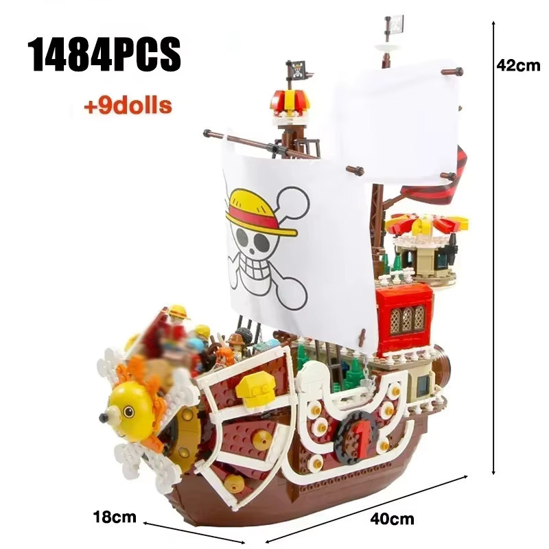 Hot Toys One Piece Thousand Sunny Piratenschiff Baustein-Set mit 1484 Teilen und 9 Figuren in Mehrfarbig - Bild 2
