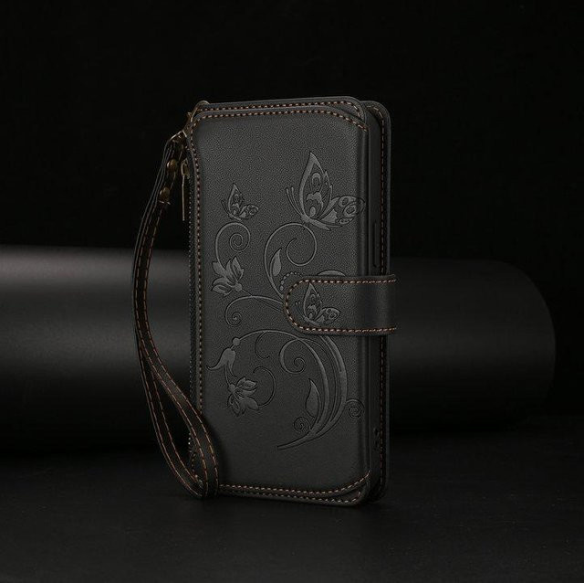 Xiaomi Flip Case für Xiaomi 17T Pro 5G Crossbody Leder Etui mit Reißverschluss und Kartenfach in Black - Bild 1
