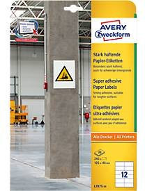 Avery Zweckform Etiketten L7875-20, weiß, 240 Stück auf 20 A4-Bögen, stark haftend, geeignet für Inkjet- und Laserdrucker, 100 % FSC-Papier - Bild 1