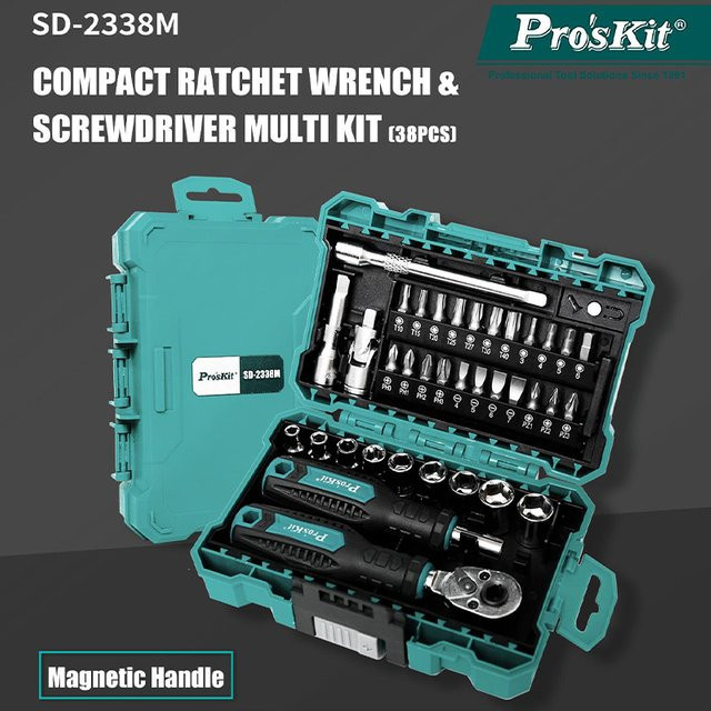 Pro’skit 38-teiliges Multifunktions-Ratschenschlüssel-Set mit hohem Drehmoment und 2-Wege-Griff - Bild 1