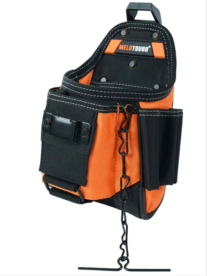 Meloworkgear Elektriker-Werkzeugtasche mit Gürtelschnallenbefestigung, Schwarz, B/H/T: 16,0 x 9,0 x 7,0 cm - Bild 6