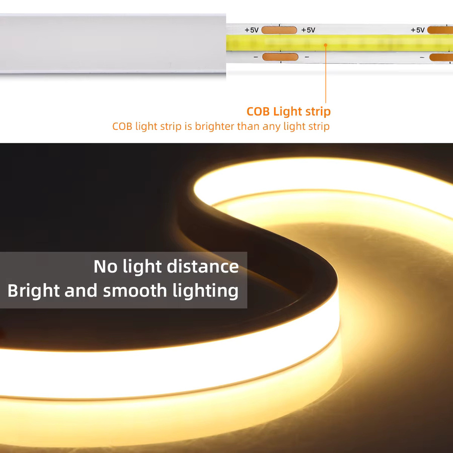 Lcamaw COB-LED-Neonlichtstreifen in Weiß mit RF-Fernbedienung, dimmbar, wasserdichte USB-Silikon-Röhre zur Nachtbeleuchtung - Bild 4