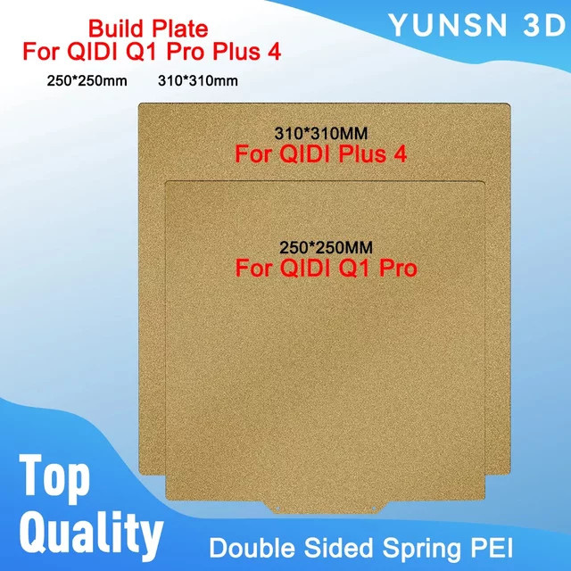 QIDI PEI-Blatt für QIDI Plus 4 und QIDI Q1 Pro, doppelseitiges Federstahlblech mit Textur, Gold - Bild 1