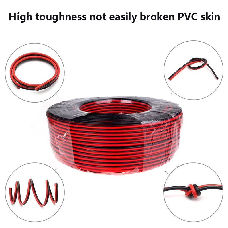 Bytebattle 2-adriges verzinntes Kupferkabel aus PVC, Rot und Schwarz, 30AWG-16AWG, flexibles Verlängerungskabel für LED-Lichtbänder - Bild 3