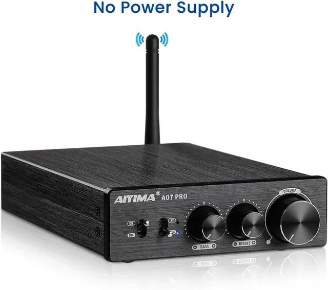 AIYIMA A07 PRO Bluetooth Digitaler Stereo 2.0 Kanal Verstärker mit TPA3255 und QCC304X in Schwarz - Bild 1