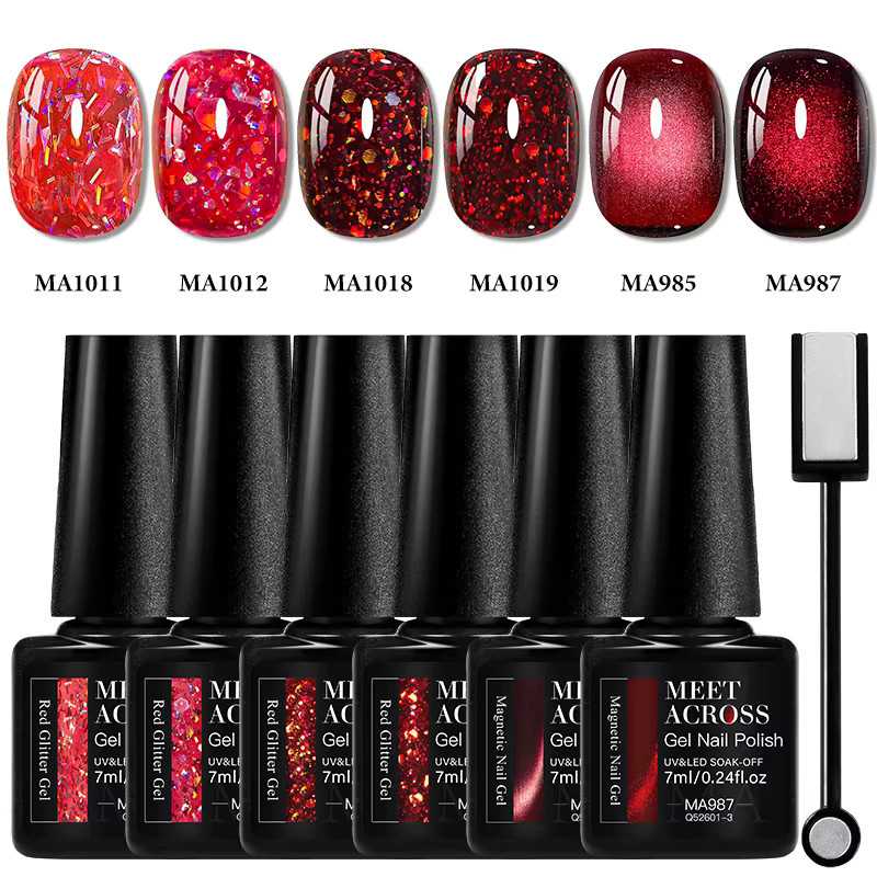 MEET ACROSS Gel Nagellack Set, 7 Stück, Glänzend, Semi Permanent - Bild 2