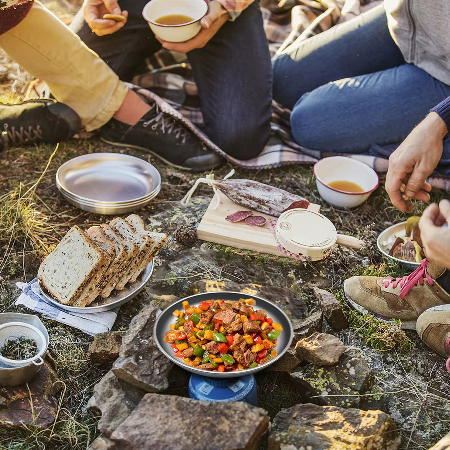 TOMSHOO Titan Bratpfanne und Lebensmittelbehälter in Silber für Outdoor Camping und Picknick, 1000 ml oder 1500 ml - Bild 1