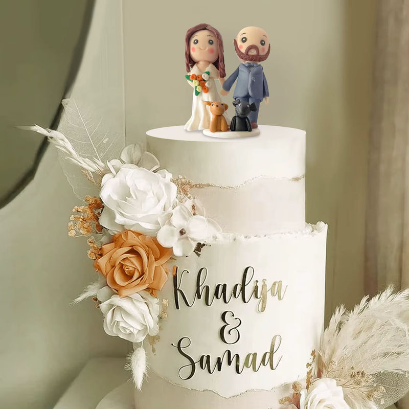 Mehrfarbige Hochzeitstorte-Puppe aus Kunstharz als Herbstdekoration für Paare und Hochzeiten - Bild 5
