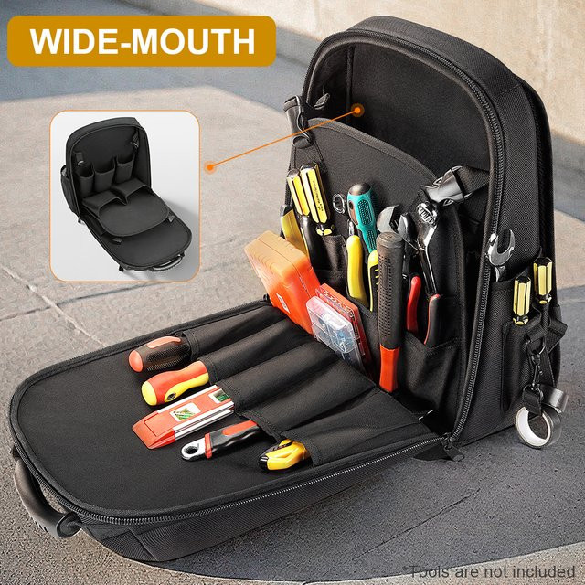 Multifunktionale und verschleißfeste Werkzeugtasche von WINHUNT in Schwarz mit gepolstertem Schultergurt, B/T/H: 47,0 x 36,0 x 19,0 cm - Bild 1