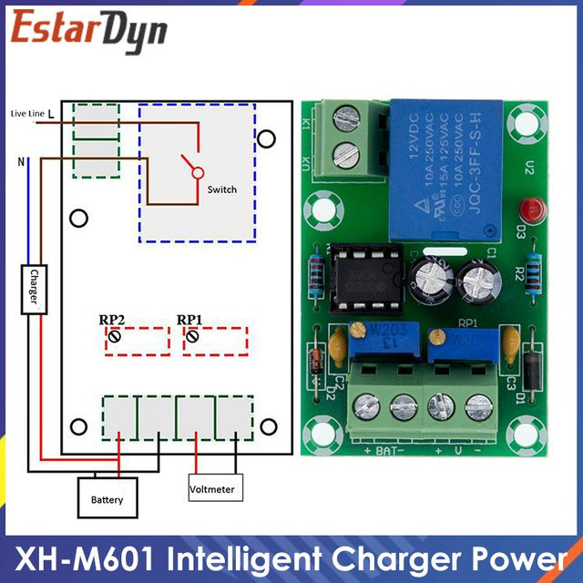 Estardyn XH-M601 Intelligentes Ladegerät Power Control Panel für 12V Batterien in Grün - Bild 1