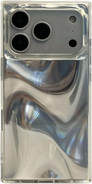 ASONPAI Handyhülle mit Laser-Wasserwellenmuster für iPhone 16 Pro, 15, 14, 13 in Silber - Bild 1