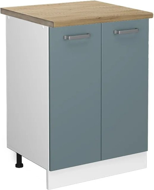 Vicco R-Line Küchenunterschrank in Blau-Grau und Weiß mit Eiche-Optik, B/T/H: 60 x 60 x 81,6 cm - Bild 1