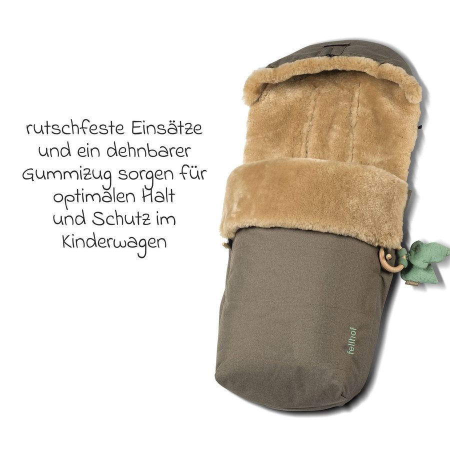 Fellhof Alpakafell-Fußsack Montana für Buggy, Sport- und Kinderwagen mit Greifling, Braun - Bild 4