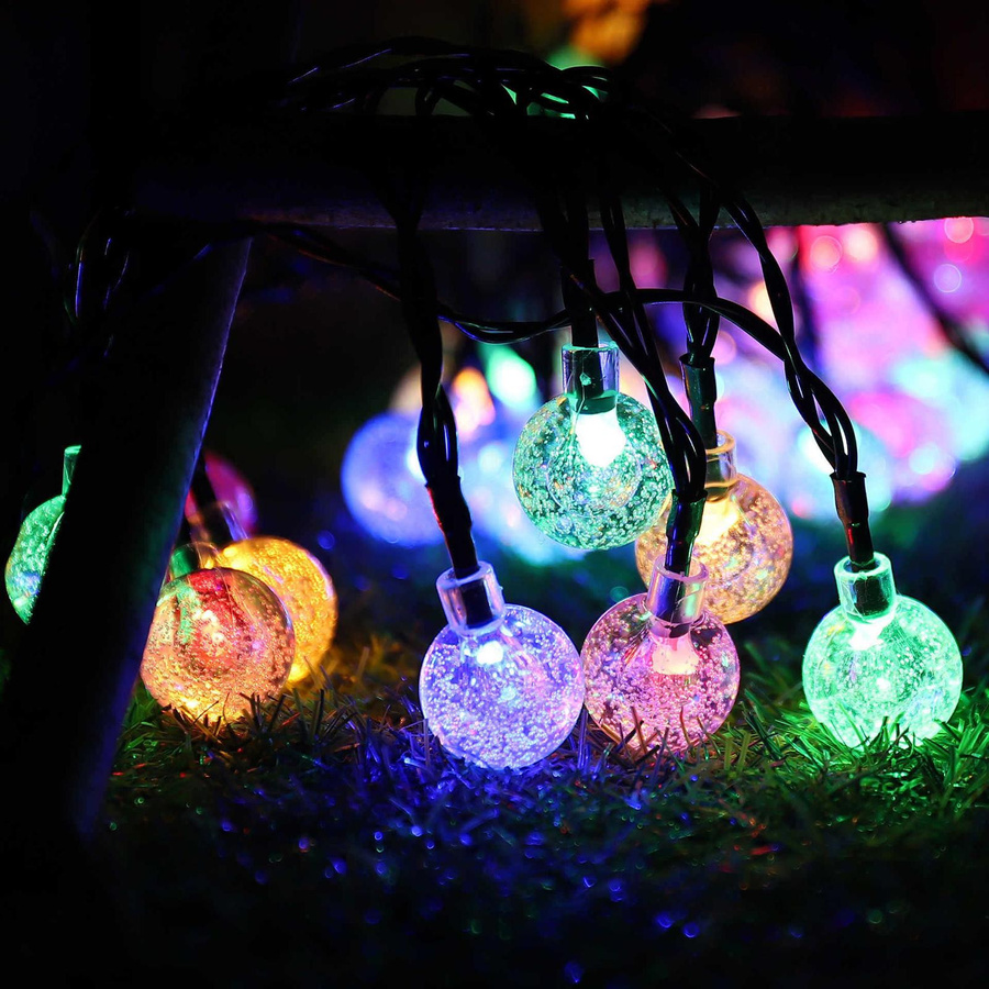 TOMTOP JMS Solar Bubble Ball LED Lichterkette mit 30 bunten Kristallkugeln für den Außenbereich im Garten - Bild 2