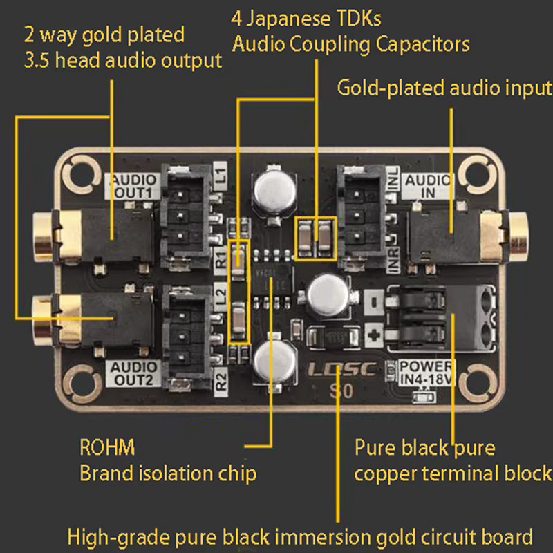DIY-Leistungsverstärkerplatine mit Audiosolations-Rauschunterdrückungsmodul und Bodenunterdrückung in Multicolor - Bild 2