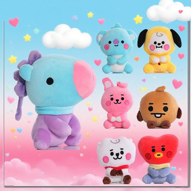 BT21 Plüschtiere Kawaii Mini-Schlüsselanhänger, Puppe, Bunt / Mehrfarbig - Bild 1