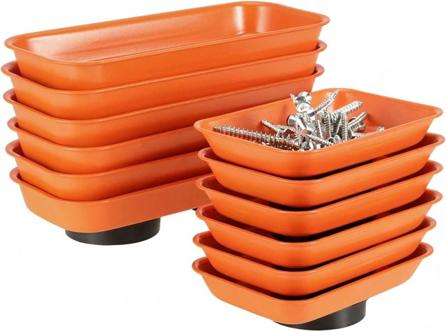 Magnetisches Magnet-Tablett Set aus Edelstahl in Orange für Schrauben und Muttern in Werkstatt und Garage - Bild 1