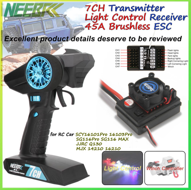 MJX RC Auto, Lichtsteuerung, 7CH 2,4G Sender, Empfänger, 45A ESC - Bild 1