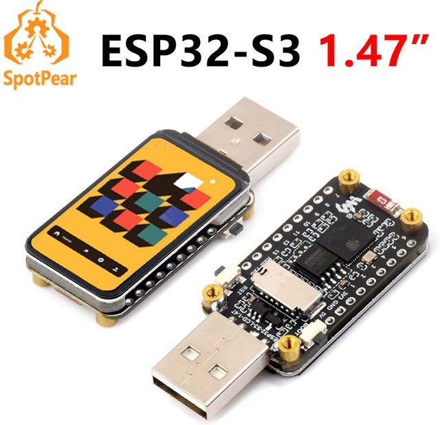 Waveshare ESP32-S3 LCD-Display mit 1,47 Zoll, 172 x 320 Pixeln, RGB-Farbe in Schwarz, unterstützt WLAN und Bluetooth - Bild 1