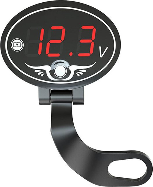 VehicleKit Multifunktionales 12V Motorrad-Voltmeter mit LED-Digitalanzeige und Timer, wasserdicht, Schwarz - Bild 1