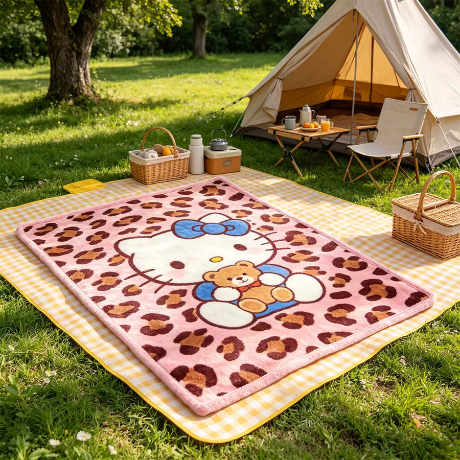 Sanrio Hello Kitty Fleece-Decke mit Leopardenmuster in Rosa - Bild 2