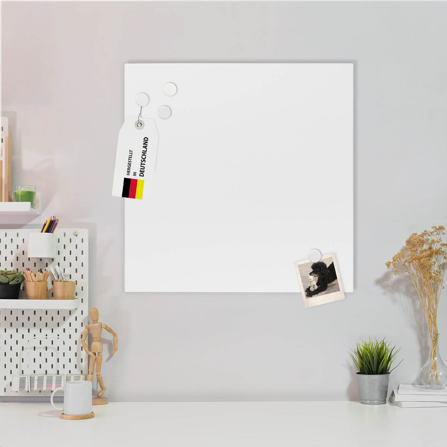 Banjado Metall Magnettafel Weiß B/H: 50 x 50 cm mit Magneten und Montagematerial - Bild 1