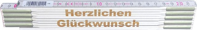 Stabila Zollstock aus Holz mit Lasergravur Herzlichen Glückwunsch, weiß, 2 m - Bild 1