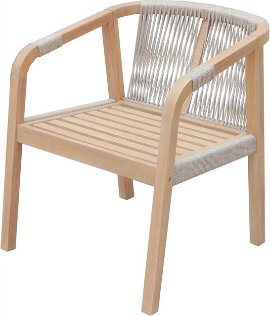 Garden Pleasure Gartensessel Bogota 2er Set aus geöltem Holz mit Armlehnen und Kissen in Braun-Weiß - Bild 1