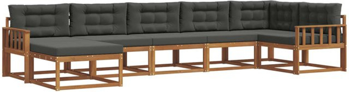 Modernes 7-teiliges Outdoor-Sofagarnitur Loungemöbel Set aus Akazie mit Kissen von vidaXL in Natur und Anthrazit - Bild 1