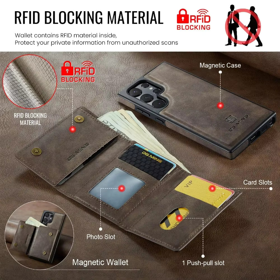 Magnetische Brieftaschenhülle für Samsung Galaxy S26 Ultra S25 Edge S24 S23 S22 Plus S21 mit MagSafe und RFID-Schutz in Grün und Braun - Bild 3