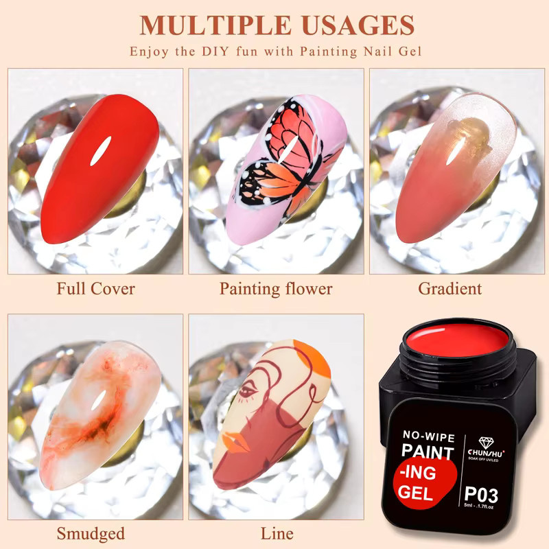 CHUNSHU P07 Nail Art Design UV Gel, Schwarz Weiß, 5 ml - Bild 3