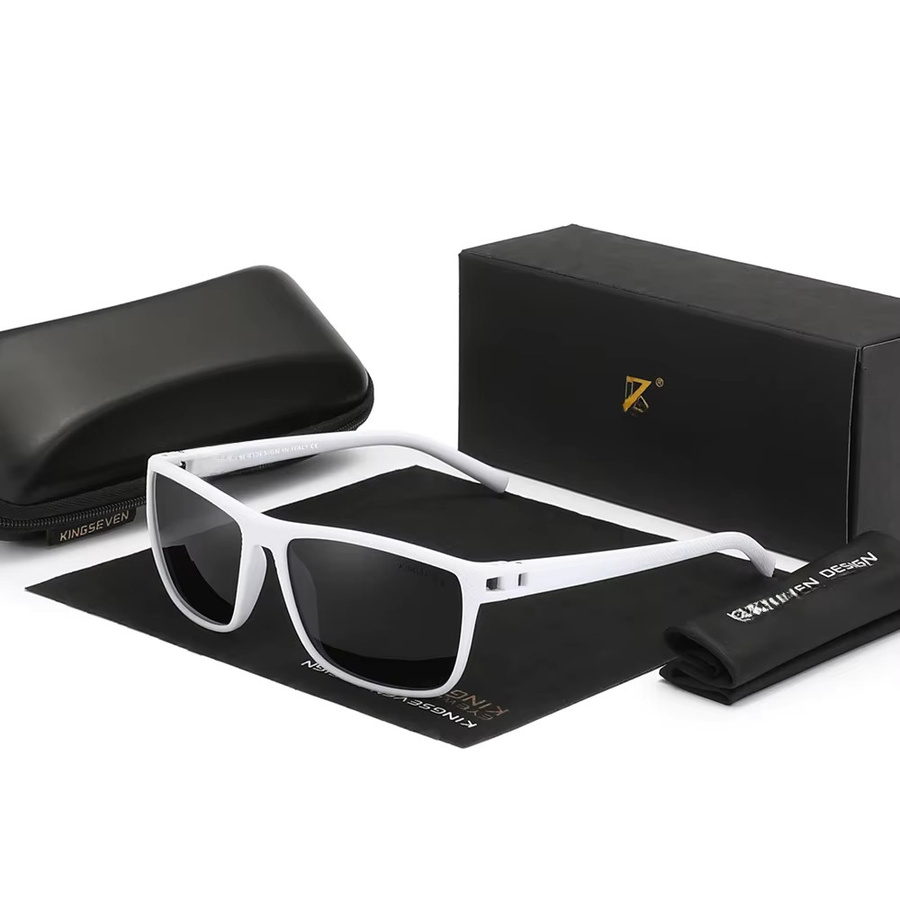 Kingseven Sportsonnenbrille Herren, Vollrand, Square, Kunststoff, weiß, polarisiert - Bild 2