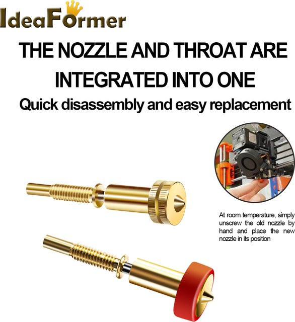 E3D Revo Hotend All-in-one Keramik-Extruder mit 0,4mm Messing-Titan-Düse für FDM 3D-Drucker in Gold - Bild 1
