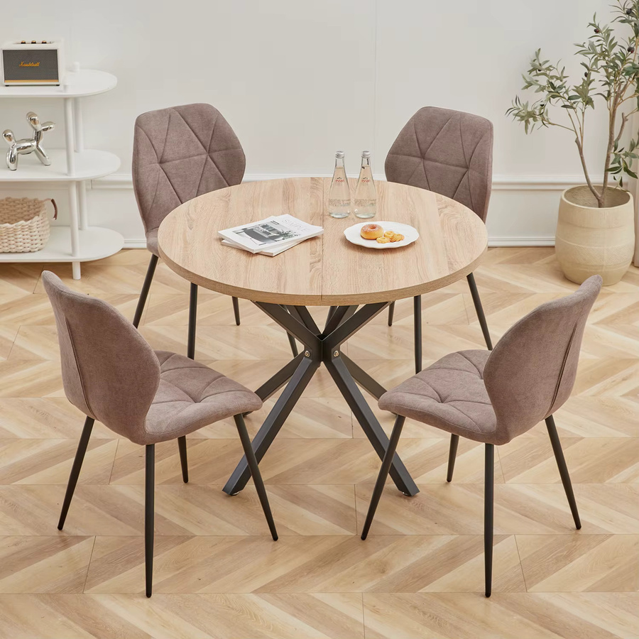 GrandCA HOME Esszimmerstuhl Set mit Leinenstoff, gepolsterte moderne Stühle in Beige und Braun für Küche und Esszimmer - Bild 2