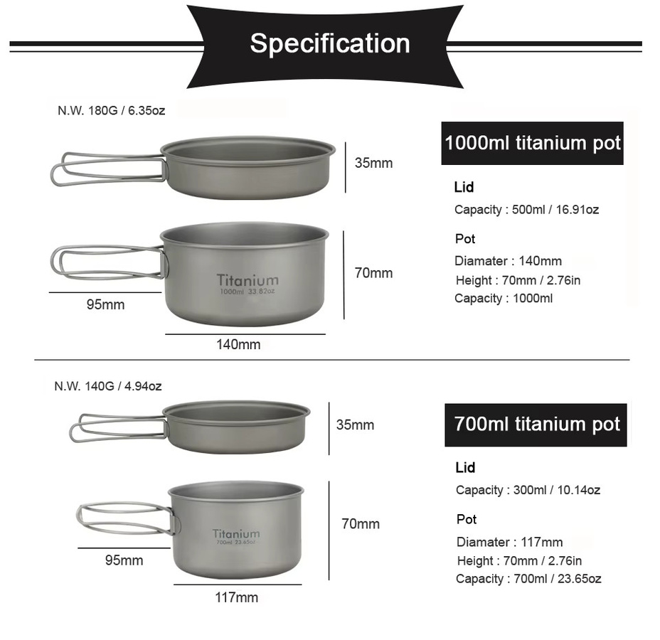 APG Ultraleichte Titanpfanne aus Titan in Silber für Outdoor, Camping und Trekking - Bild 2