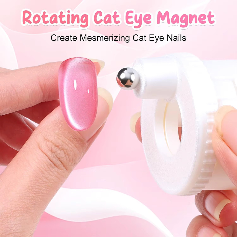 YIKOOLIN Rotierender Katzenaugen-Nagelmagnet, White, Schimmernd - Bild 2