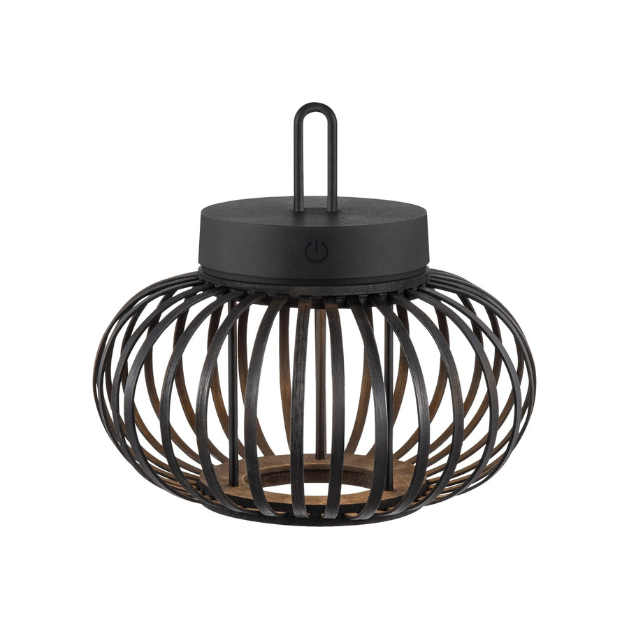 Just Light Akuba LED-Akku-Pendelleuchte aus Bambusgeflecht in Schwarz, dimmbar, IP44, Höhe: 22 cm, Durchmesser: 25 cm - Bild 3