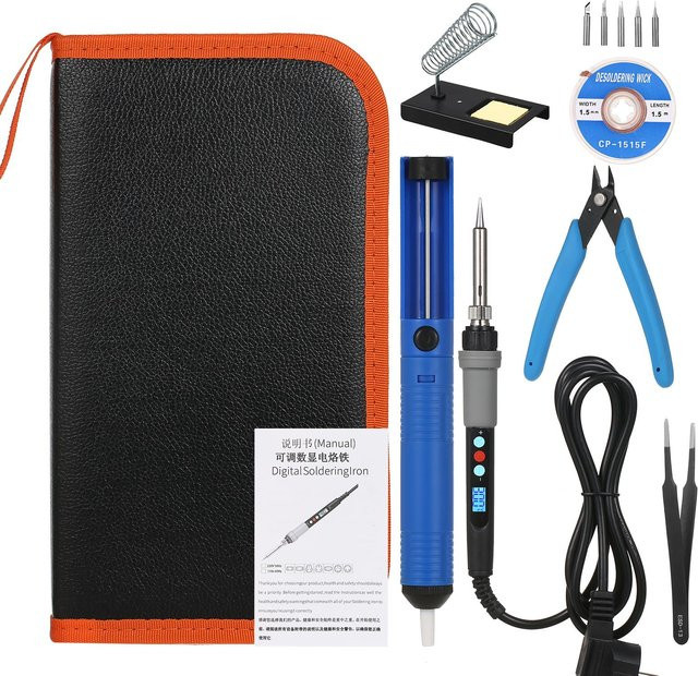 Kkmoon 90 W Lötkolben mit Digitalanzeige und programmierbarer Temperatureinstellung, bunter Lötkolben mit UK-Stecker und automatischem Ruhezustand - Bild 1