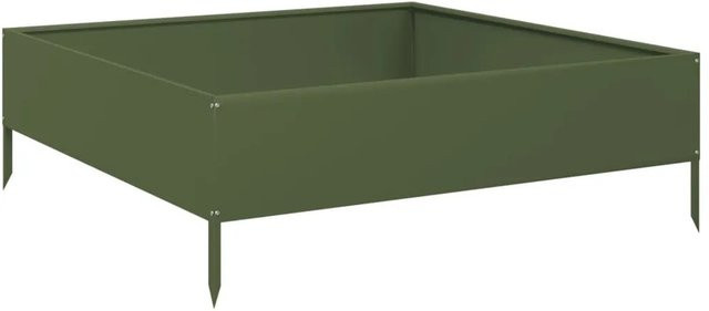 vidaXL Hochbeet aus Stahl in Olivgrün, B/T/H: 100 x 100 x 33,5 cm - Bild 1