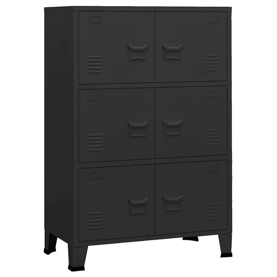 vidaXL Lagerschrank Industrial Style aus Metall in Schwarz Matt, B/T/H: 75 x 40 x 115 cm - Bild 2