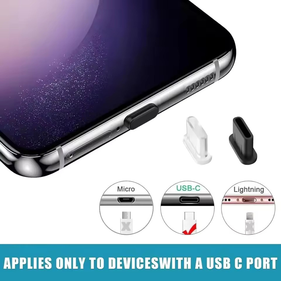 USB-C Anti-Staub-Stecker aus Silikon für Ladeanschlüsse in Schwarz oder Transparent - Bild 4