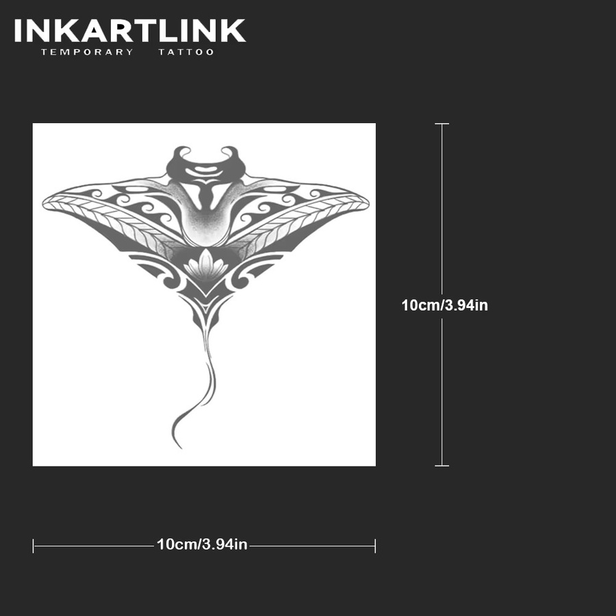 INKARTLINK Devil Fish Dark Tattoo Aufkleber, Deep Sea Devil Ray Totem - Bild 3