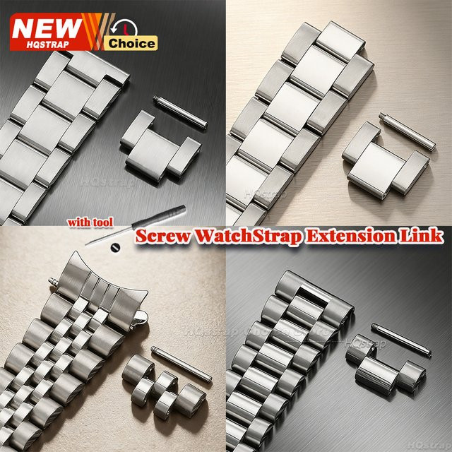 HQstrap Uhrenarmband-Verlängerungsstücke, Edelstahl, Silber - Bild 1