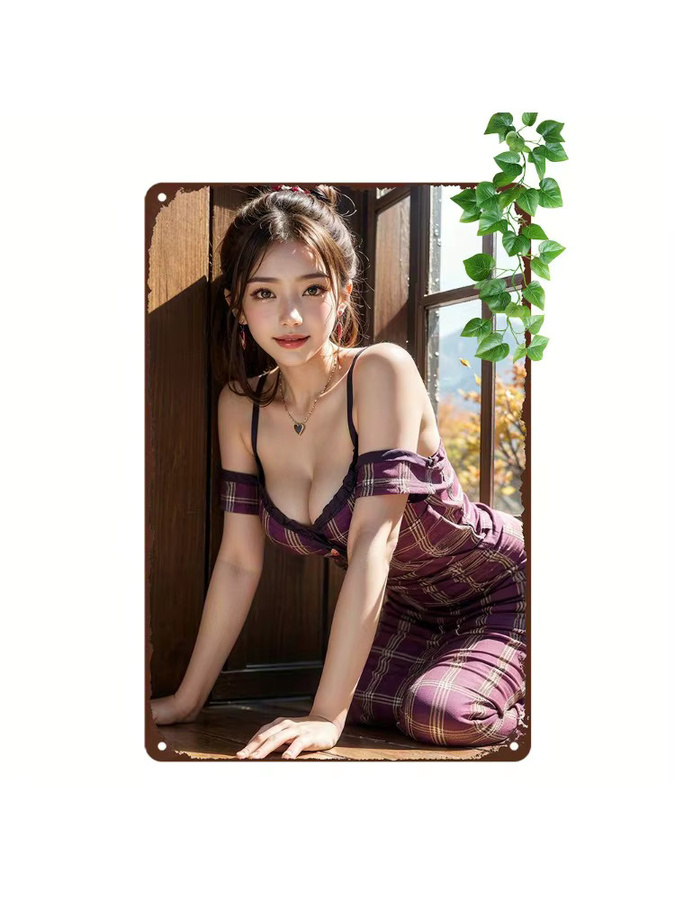 CIFBUY Vintage Anime Mädchen Metall-Wandkunst Dekoration, Rechteckiges Wandbild in Multicolour, Breite: 20,32 cm, Höhe: 30,48 cm, Tiefe: 30,48 cm - Bild 5