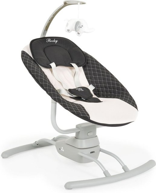 Elektrische Babywippe Moni Rocky in Beige mit Musik, Kissen, Stofftier und Moskitonetz inklusive Fernbedienung - Bild 1
