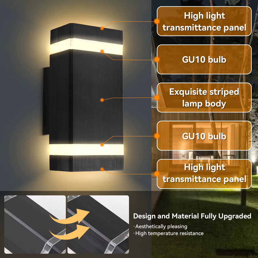 CHENBEN Außenwandleuchte in Schwarz, moderne Up-Down Wandlampe aus Kunststoff mit IP65 Wasserdichtigkeit für Garten, Balkon und Korridor, warmweißes Licht - Bild 5