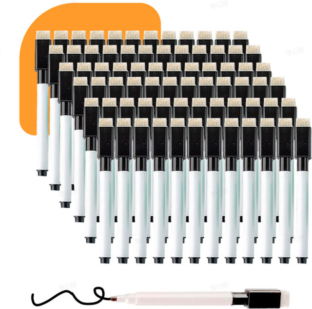 Set mit 50 Whiteboard-Markern mit feiner Spitze und Gummikappen aus Kunststoff - Bild 1