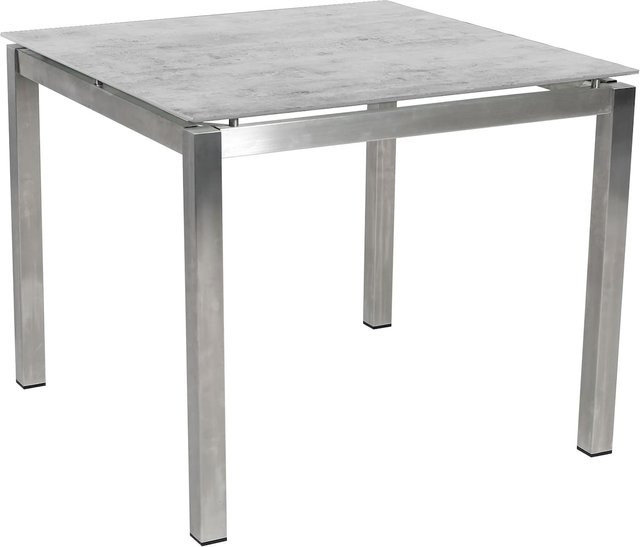 Bistro-Tisch Sydney von greemotion, quadratischer Gartentisch aus Keramik und Edelstahl in Grau - Bild 1