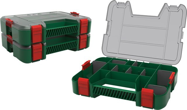 PARKSIDE Interlock-Organizer 3er-Set aus Kunststoff in Grün und Rot, B/T/H: 23,5 x 19,8 x 17,0 cm - Bild 1