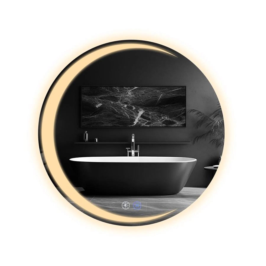 NETTLIFE Badspiegel mit LED-Beleuchtung und Touch-Schalter, Weiß, Durchmesser: 50 cm - Bild 2